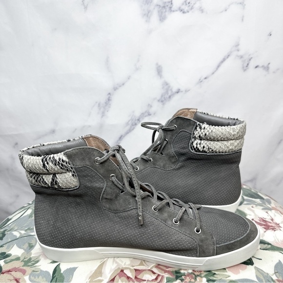 Joie | Devon Perforated Grey Suede High-Top Sneaker | 41 (11) - Picture 5 of 15